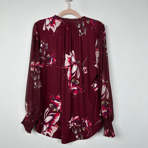 NWT White House Black Market Notch Tunic Holiday Floral Zinfandel Large #WHBM30 - Picture 3 of 9